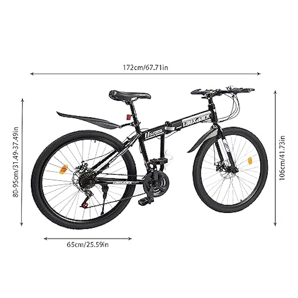 RibasuBB Bicicleta de montaña de 26 pulgadas, bicicleta de montaña plegable de 26 pulgadas con juego de guardabarros de 21 marchas, capacidad de peso de 120 kg, frenos de disco mecánicos delanteros y