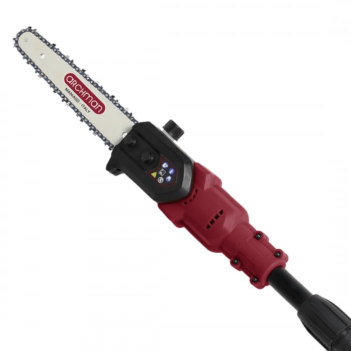 Archman PE04AT Svettatoio Sega ad Asta Telescopica/Potatore a Catena a Batteria, Lunghezza Massima di 2,7 m, Lama da 20 cm, 2 Batterie da 21v 4.0ah,Ultra leggero peso 2,9 kg,Motore Brushless 800watt
