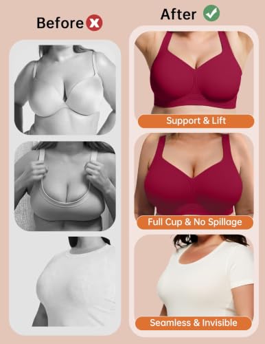 Image of Vertvie Jelly Bras for Women No Underwire Minimizer Support | Plus Size Older Lift, Full Coverage & Smoothing Back, Push Up, Separation & Supportive, Soft Comfy Seamless Wireless Bralette