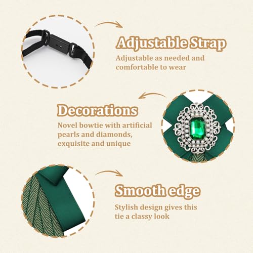 Image of Womens Bow Tie Adjustable Rhinestone Bowtie for Women Ladies Girls Pre-tied Womens Tie for Shirt Suit Uniform