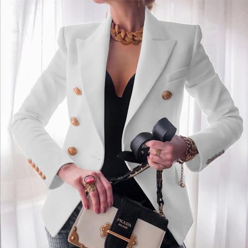 Blazers for Women Business Casual Gold Button Work Office Jackets Blazer Open Front Long Sleeve Lapel Jacket Outfits2