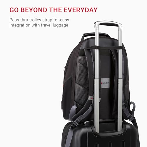 Image of Wenger Legacy 16 inch Laptop Backpack, Men's and Women's Laptop Bag, Black /Gray, One Size
