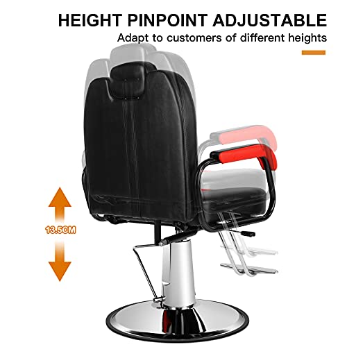 Artist Hand Salon Chairs For Hair Stylist, Heavy Duty Hydraulic Barber Chair Spa Furniture Shampoo Reclining Extra Wider Seat Beauty Hair Salon Equipment (Black & Red) #TOP4