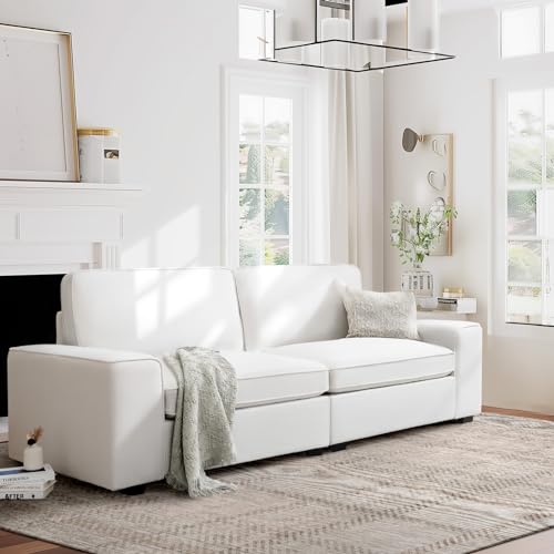 Hallybee 88.58 Inch Sofas For Living Room Linen White Couch With Extra Deep Seat And Thickened Cushion Comfy Modern Couches For Living Room Apartment Bedroom Office thumb #8