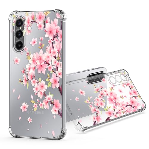 JRIANY pour Samsung Galaxy A17 5G / 4G Transparente Coque, Souple TPU Silicone Protective Case Cover avec Fleur Floral Motif Antichoc Protection Housse Clair Etui Étui...