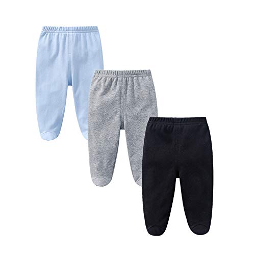 Image of ZiweiStar Unisex-Baby Girls Boys Cotton Soild Color Footed Pants Pringting Casual Leggings 0-12 Months