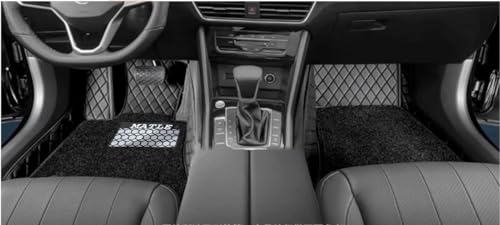 Image of Premium 7D Car Floor Mats Compatible for Hyundai Verna (2013-2016) ||Luxury Leather Double Layered Mat||Complete Set of 3Pcs||Waterproof and Washable||Color :-Black with Black (Black Grass)