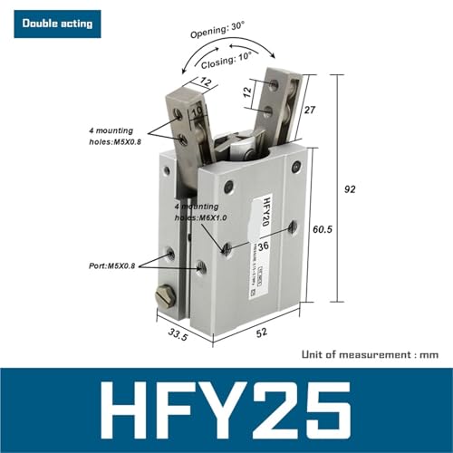 Cylindre pneumatique HFY Y Type 180 Degree Angular Style Gripper HFTY16 HFY25 - 3