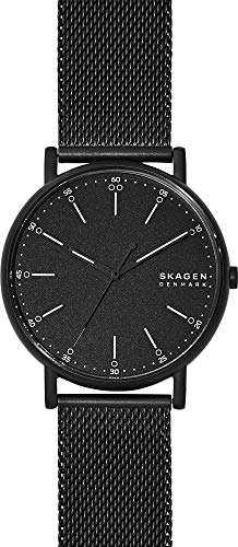 Skagen Signatur reloj para hombre, movimiento de cuarzo con correa de piel o acero inoxidable, Negro, 40MM