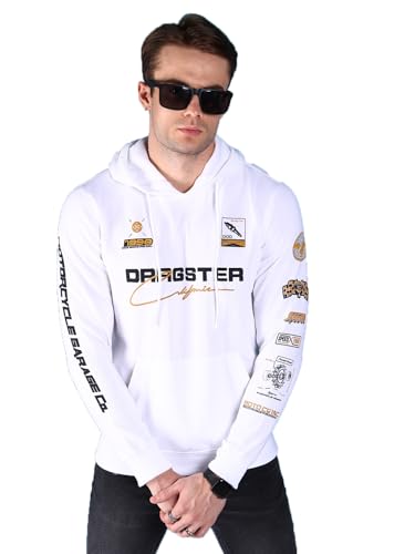 Sweat à capuche pour homme coupe régulière blanc brillant en taille 42 avec imprimé placement