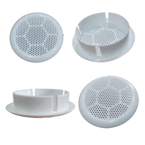 Spicado Traders Exhaust Fan/Chimney Vent Pipe/Wall Air Vent Cover And Mosquito Net Dust controller, Color - White (3 Inch Round, 5 Piece) Material - Polypropylene | Air Hole Closer