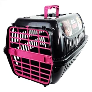 Caixa de Transporte Pet Número 2 para Cachorros Pequenos e Gatos, Rosa, 45,5 x 34 x 30,5 cm