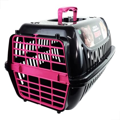 Caixa de Transporte Pet Número 2 para Cachorros Pequenos e Gatos, Rosa, 45,5 x 34 x 30,5