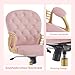 BarberPub Ergonomic Nail Tech Chair with Lumbar Support, Adjustable Manicure Chair with Armrests, Comfy Home Office Chairs with 360-Degree Swivel Wheels for Beauty Salon 3567 (Pink)