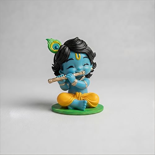 Image of Bal Roop Idol Laddu Gopal Lord Krishna 2.5 Inch Murti - Resin Krishna Statue for Car Dashboard, Home Temple & Office Desk Decor, Spiritual Showpiece for Pooja, Festive Gift & Home Decoration