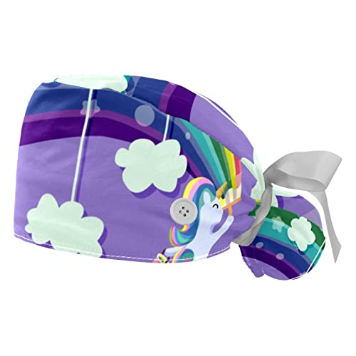 Chapeaux de travail pour hommes et femmes avec bandeau anti-sueur calot ajustable licorne
