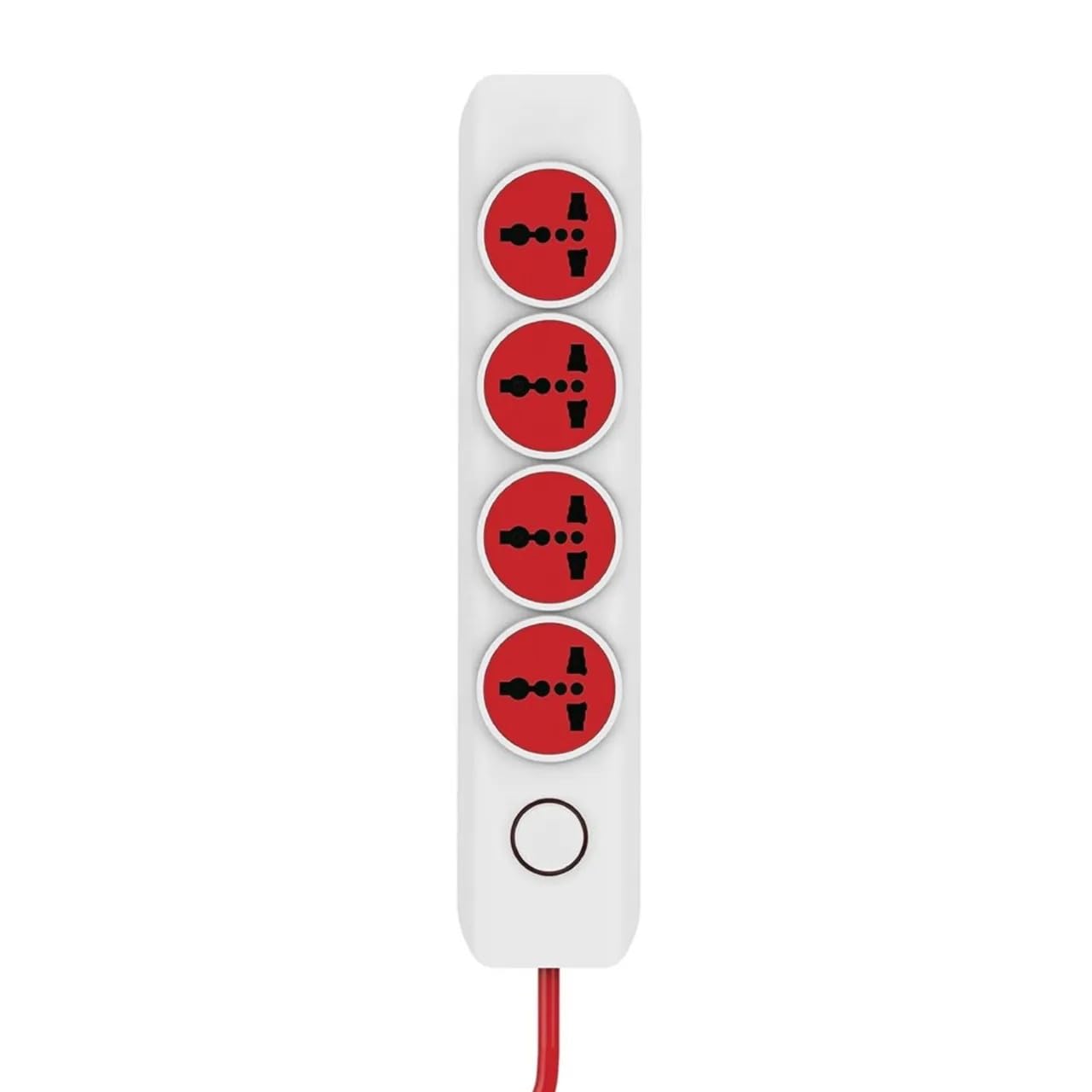 ailkin 4 + 1 250 volts power strip extention board with master switch, indicator, safety shutter & 4 international sockets, extension cord for home appliances, red & white colour