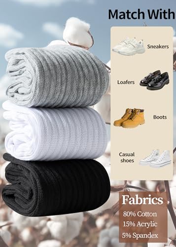 Slouch Socks Women Thigh High Boot Socks Soft Scrunch 3 Pair Pack