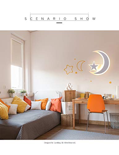 FBBULES 15W Lampada da Parete Stella Luna Applique da Parete Interno Montaggio a Parete Lampada a Muro, Illuminazione per Interno Luci da Parete per Bambini Camera da Letto Salotto, Bianco Caldo 3000K - Image 5