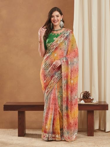 Image of Women's Banarasi Silk With Jacquard Print Saree With Blouse