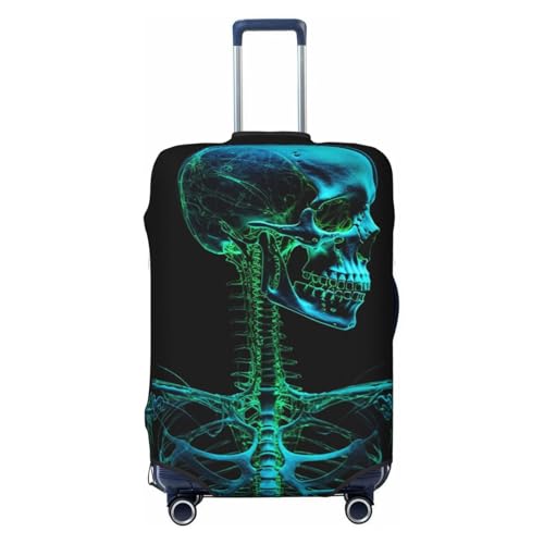 Travel Luggage Cover Green Skeleton Spandex Suitcase Protector Washable Baggage Covers Fashion Elastic Scratch-Resistant Luggage Cover Protector Fits 18-32 Inch Luggage