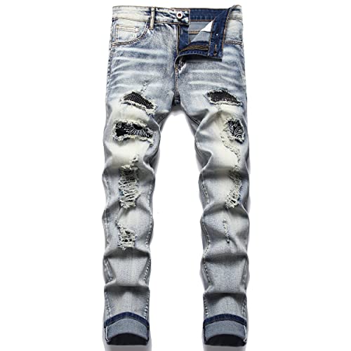 Men's Slim Fashion Ripped Straight Holes Stretchy Jeans