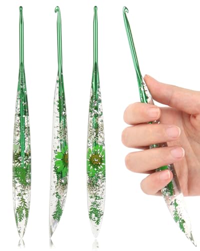 Coopay Crochet Hooks 4mm Ergonomic Crochet Hook with Floral Plastic Grips Stylish and Unique Ideal for Crocheting Blankets Dolls Shawls Hats Scarves (G-4.0mm)