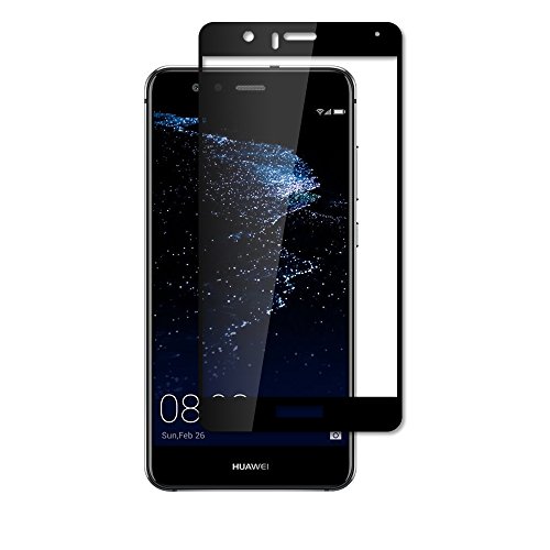 Gzerma Screen Protector for Huawei P10 Lite, 3D Curved Edges/ 9H Hardness/Shatterproof/Full Coverage/Easy Bubble Free Installation/High Definition Clear Tempered Glass for Huawei P10 Lite, Black