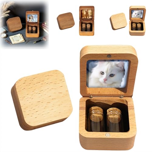 Caja de recuerdo personalizada para el pelo de mascotas, caja de madera personalizada para cenizas, urna de cristal pequeña para mascotas, recuerdo de cenizas de mascotas, cajas conmemorativas de piel