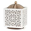 AHUONEL Rotating Utensil Holder for Kitchen Counter, Wood Utensil Organizer Silverware Organizer Rustic Cutlery Holder Utensil Crock, White Flatware Organizer Utensil Caddy for Forks, Spoons, Knives