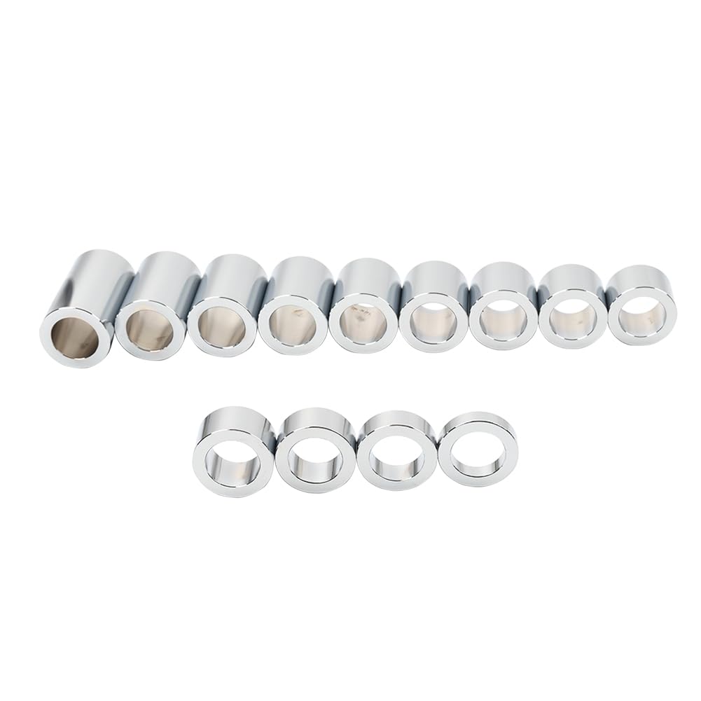13-Piece Chrome Motorcycle Wheel Axle Spacer Kit - 1" ID, 1.5" OD, For Harley Touring & Choppers - View #12