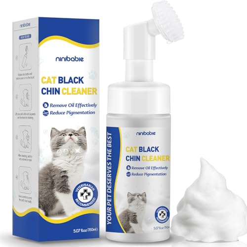 Ninibabie Cat Black Seed Cleaner Remove Chin Blackheads Cat Chin Grooming Wash 2-in-1 Wash and Brush for Stubborn Dirt Cruelty-Free and Freshness 5.07 fl.oz