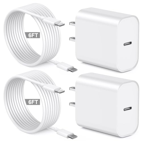 [Apple MFi Certified] iPhone Charger Fast Charging 6FT Compatible for iPhone 14/13/12/11 Pro Max/Xs Max/XR/X 2Pack 20W Type C Fast Charger Block with 6FT USB C to Lightning Data Sync Charging Cable