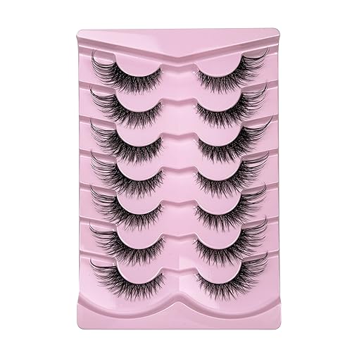 KOKAY False Eyelashes Fluffy Cat Eye Lashes Faux Mink Lashes Natural Wispy Strip Volume Lashes 6D Eye Lashes 7 works Look Like Extensions (Y04,20mm)