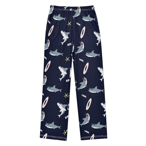 Cool Shark Starfish Boys Long Pants Soft Trousers Elastic Waist Kids Lounge Bottoms with Pockets S-XL