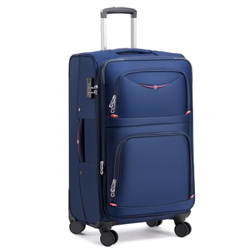 Image of ROPLUS Softside Expandable Luggage with 4 Spinner Wheels, Durable Checked-Luggage Suitcase (Blue, 29-Inch)