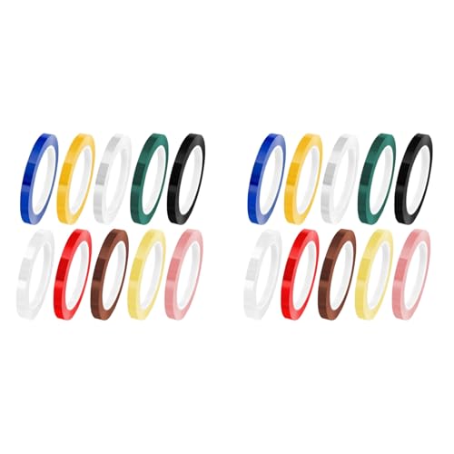 Generchin 20 Rollos de Cinta para Autoclave, Cinta de Identificación de Instrumentos de Colores de 216 Pies, Cintas de Instrumentos de 10 Colores, 0,315 Pulgadas de