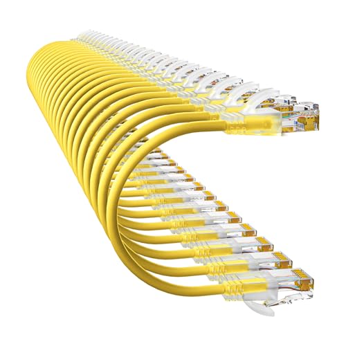 Image of Cat6a Patch Cables 3ft (24 Pack) Slim, Cat6 Ethernet Patch Cable Pure Copper, Flexible Cat 6 Patch Cable 550MHZ 10G, Space-Saving Cat 6A Network Cables for Patch Panel, Yellow