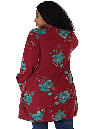 Image of Agnes Orinda Women's Plus Size Lightweight Cardigan Casual Soft Long Sleeve Floral Knit Cardigans with Pockets