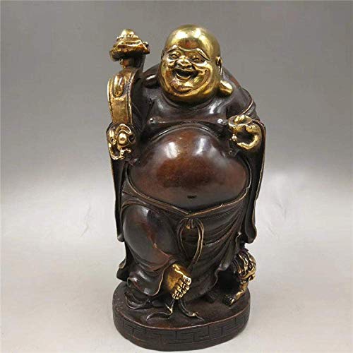 Maitreya en cuivre pur Ruyi : statuette bouddha rieur déco maison bureau