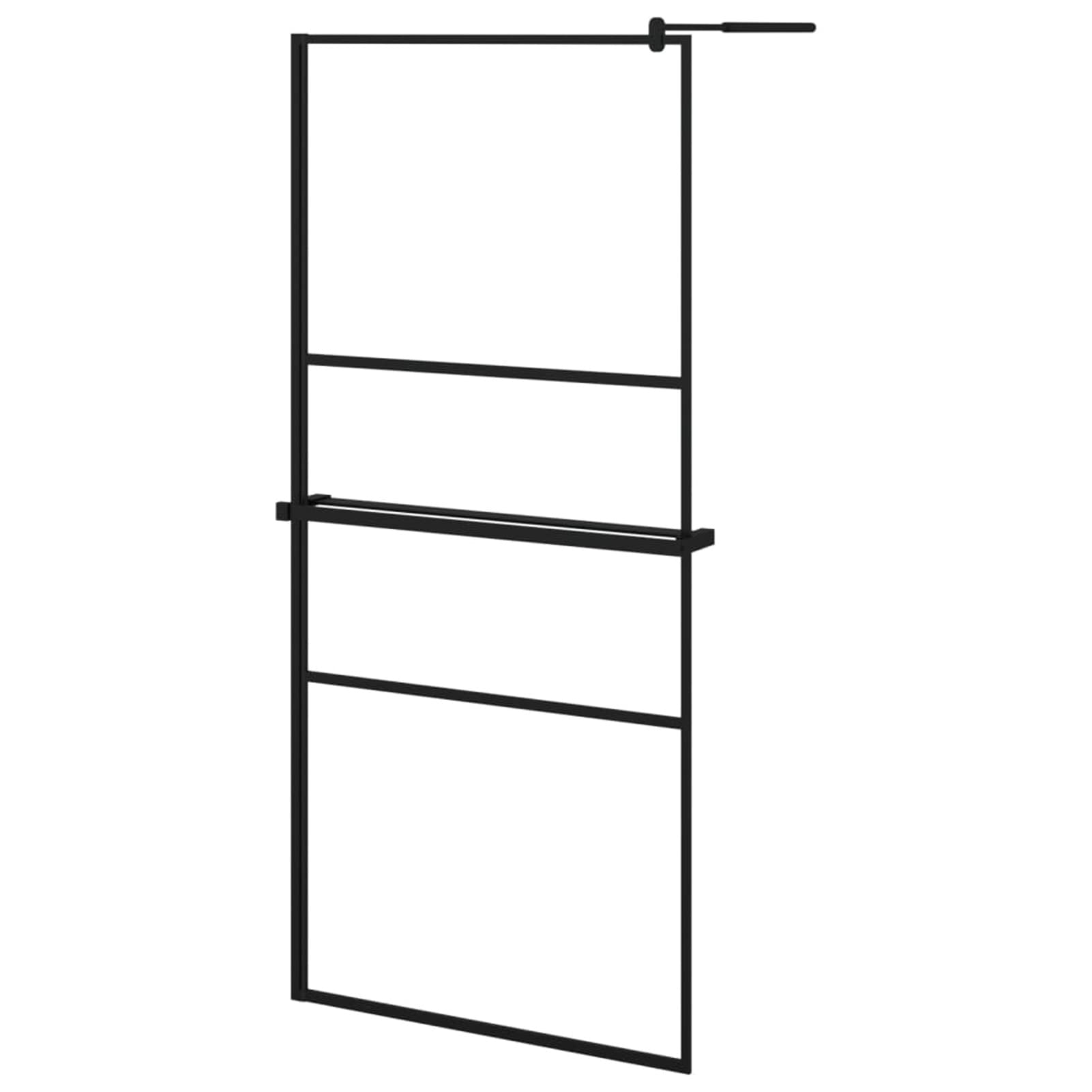 Mampara Ducha con Estante Vidrio ESG y Aluminio Negro 90x195 cm, Mampara Bañera, Mampara Baño Ducha, Cabina De Ducha, Mampara Baño - 3185463