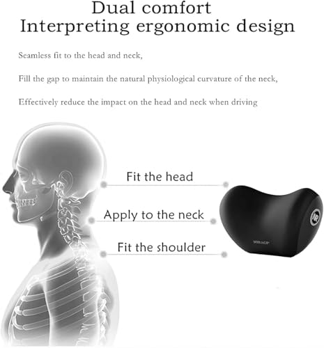 Image of Car Neck Pillow Headrest Memory Foam Cushion for Long Drives - Adjustable Strap, Breathable Removable Cover, Ergonomic Neck Pain Relief for Front & Back Seat (Pack of 1)