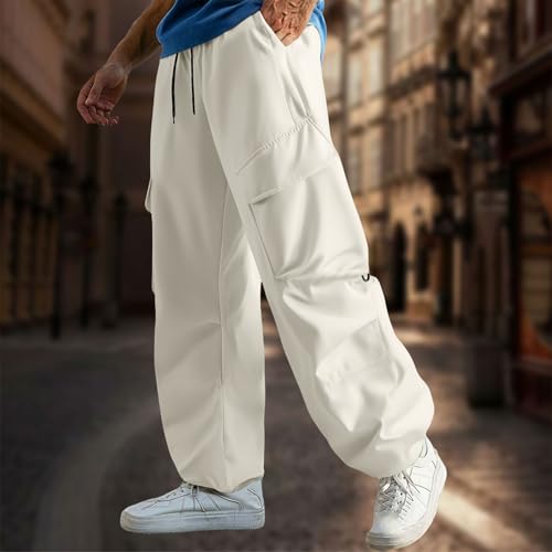 Mens Baggy Cargo Pants Casual Elastic Waist Parachute Pants Loose Fit Unisex Street Y2K Trousers3