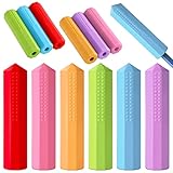 Eersida 6 Pieces Sensory Chew Pencil Toppers Set Chewable Silicone Pencil Toppers Bulk for Chewers with Oral Motor Needs (Red, Pink, Orange, Purple, Blue, Green)