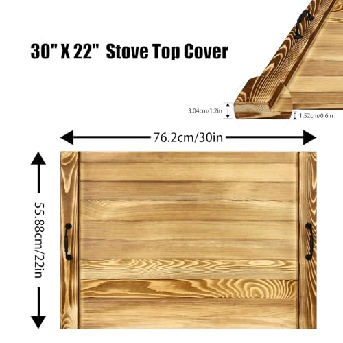 Cubierta para Estufa Noodle Board, Tabla de Madera 30 x 22 pulgadas con Asas Incorporadas para Estufas Eléctricas y de Gas, Bandeja Rústica Decorativa para Cocina miniatura 2