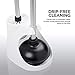 NEIKO 60167A Toilet Plunger with Holder for Brush and Bathroom Plunger Set, Clean Aluminum Handle, White Plunger Caddy, Toilet Brush Set for Cleaning Toilet Bowl