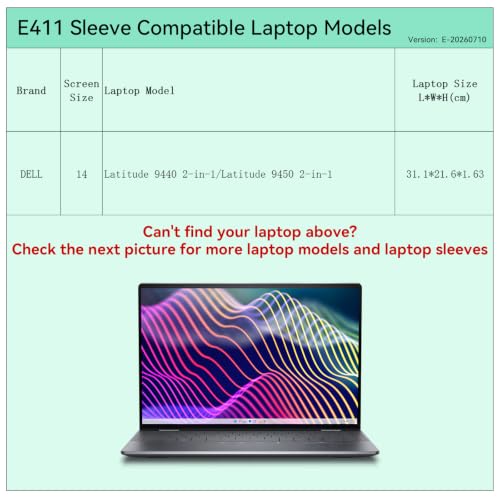 Image of Smatree Laptop Sleeve for 14 inch DELL Latitude /ACER Spin | for 14 inch DELL Latitude 9450 /9440 2-in-1,ACER Spin 3 SP313-51N-50R3 2 in 1, Protective Laptop Case with Pocket (E411)