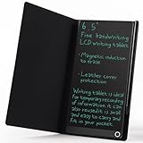 LCD Writing Tablet for Adult: 6.5 Inch Full Screen Mini Digital Notepad Reusable Small Writing Pad with Hall Switch and Leather Case Portable Use for Office Study Teaching