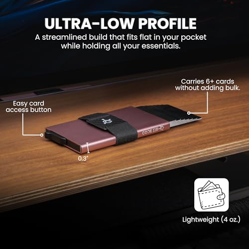Image of CODE 118 Wallet for Men - Slim Minimalist Aluminum Smart Wallet with RFID Blocking - Compact cash and Credit card holder with Pop Up Ejector (Classic, Rose Gold)