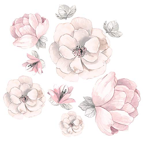 Lambs & Ivy Signature Botanical Baby Pink/Gray Watercolor Floral Wall Decals by Lambs & Ivy - Used condition - US$15.83